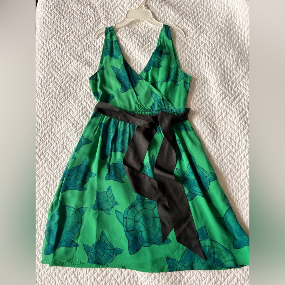 Moulinette Soeurs Anthropology green dress with turtles size 4